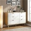 DecHome - Cassettiera Camera da Letto 6 Cassetti in Legno Dimensioni 110x40x75 Colore Bianco/Rovere