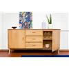 PIB Buffet in rovere chiaro, stile scandinavo, 161x46x80cm, ampio spazio di stoccaggio, linee arrotondate, robustezza