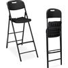 Relaxdays Sgabelli da bar pieghevoli Relaxdays, set da 2, con schienale, A x L x P: 118 x 44,5 x 82 cm, sgabello alto da bar, plastica e acciaio, nero
