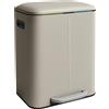 Relaxdays Cestino Relaxdays, 2 scomparti, 2x 20 l, secchi interni estraibili, chiusura ammortizzata, pedale, metallo, separatore di rifiuti da cucina, beige