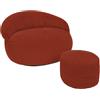 Bananair Pouf XXL sfoderabile in velluto a coste BANANAIR 110x100 cm + poggiapiedi rosso