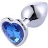 BONDAGERIE® Plug anale in Metallo con diamante a forma di cuore, colore Blu, Taglia Taglia: S