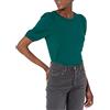Amazon Essentials T-Shirt Girocollo a Maniche a Sbuffo, Vestibilità Classica Donna, Verde Scuro, L