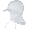 Sterntaler Berretto Unisex con Protezione per Il Collo in Mussola di Cotone con Nastro di Legatura, Cappello da Sole, Bianco, 43