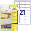 Avery Zweckform, L7560-25, 25 fogli, Etichette trasparenti 63,5 x 38,1 mm