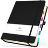 Yarotm Quaderno A4 Quadretti - Taccuino in Pelle PU A4-21.6x28.5cm Quaderno Appunti - 100GSM Quadretti 5mm Notebook - 360 Pagine Copertina Rigida Blocco Notes Diario, Nero