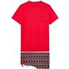 Hom Pigiama Corto Westgate Pajama Set da Uomo (Set di 1), Superiore: Rosso Basso: Stampa Geometrica e Astratta Rosso, Grigio, Nero, S