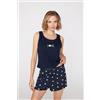 Tezenis Canotta Spalla Larga Cotone Stampato Donna Blu