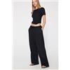 Tezenis Pantaloni Lunghi A Palazzo Crinkle Donna Nero