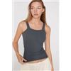 Tezenis Canotta Scollo Squadrato In Cotone A Costine Donna Grigio