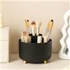 Diesisa Organizer per pennelli da trucco, girevole a 360°, 5 scomparti per pennelli da trucco, per cosmetici, smalti, forniture artistiche, organizer da scrivania per bagno, colore nero