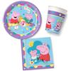 PROKOS S.A. - DECORATA PARTY Procos Set Stoviglie Peppa Pig per 8 Persone, 8 Piatti 23 cm, 20 Tovaglioli 33×33 cm, 8 Bicchieri 200 ml, Kit Festa da Tavola Compleanno (36 Pezzi)