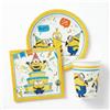 PROKOS S.A. - DECORATA PARTY Procos Set Stoviglie Minions per 8 Persone, Kit Festa Compleanno, 8 Piatti 23 cm, 20 Tovaglioli 33×33 cm, 8 Bicchieri 200 ml (36 Pezzi)