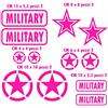 Pimastickerslab Kit 12 Adesivi Stella Militare US Army USA Marines War 4x4 off Road Auto Camper Decalcomanie Scegli Colore e Misura -cod. 1656- (046 Rosa Fluo, Opaco (Matt_Opaque_undurchsichtig))