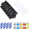 HISports Portafusibili a 6 scomparti, scatola dei fusibili universale standard con 10 fusibili (5A x 2,10A x 2,15A x 2,20A x 2,25A*2) per auto standard ATO con copertura resistente all'umidità