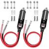 Liwinting Spina Accendisigari Spina Accendisigari per Auto 12V/24V Cavo di Alimentazione Accendisigari per Auto 2pcs 0,3 m