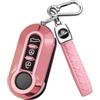 FT FUNTOR Custodia per chiavi Fiat, compatibile con Fiat 500 500L Brava Bravo Doblo Ducato Fiorino Punto Panda Qubo Scudo Stilo Lancia 3 tasti Nero TPU per FIAT 500 Cover (A-Rosa)