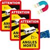 PRINT.GG Angolo Cieco Adesivo Francia - Punti Ciechi dei Camion e Bus - Attention Angles Morts 17 x 25 cm - Adesivo Angolo Morto - Adesivi magnetici Camion Camper e Bus Auto (3 Pezzi, Bus)