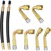 Quonex 8 Pezzi Prolunga per Valvola Pneumatico, Estensioni per Valvole Pneumatico 45° 90° 135°, Tubi Flessibili 180mm, Adattatori per Valvole Schrader in Ottone e Gomma, Gonfiaggio Facile per Auto, Moto