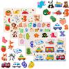 Purpledi 5 Pezzi Puzzle in Legno per i Bambini, Giochi Montessori Bambino, Educativo Giocattoli Regalo per 1 2 3 Anni, Animali Frutta Forme Lettere Numeri Traffico, Regalo Natale Ragazzi Ragazze