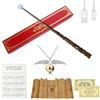 PLLYPE Bacchetta magica di Hermione Granger, 38 cm, Sambuco illuminato, USB Ricarica, Accessorio per Halloween con Collana