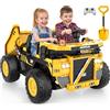 Mondial Toys Camion 24V Macchina 4x4 Elettrica 2 Posti Caterpillar da Cantiere Bambini Cassone Elettrico Ribaltabile e Pala Telecomando Parentale Luci Led Sirena Ammortizzatori Carico Massimo 50Kg