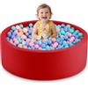 Aunekiv Piscina per palline per bambini, rotonda in morbida schiuma per bambini, per interni ed esterni, piccola piscina per bambini, 90 x 30 cm, palline non incluse, rosso