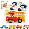 Dr. MUYA Puzzle in Legno per Bambini 2 3 4 5 Anni, Giocattolo Montessori Educativo, 4 PCS, Auto della Polizia e Auto dei Pompieri, Regalo per Ragazzi