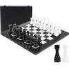 MARBLE RANGE Set di scacchi in marmo 15, fatto a mano in nero e corallo, con 34 pezzi e scatola. Gioco da viaggio di lusso per adulti, regalo elegante e decorativo (Black & White)