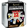 Queensell Set di domino con treno messicano per adulti, set di domino con numeri per giochi da tavolo classici, set di domino doppio con 12 numeri per giochi di famiglia, set domino 91 piastrelle con