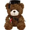 EnixwH Orsacchiotto Peluche Generale, Orsetto di Peluche Morbido Teddy Bear Cappello Laurea e Certificato, Cappello Nero, Marrone Scuro per Bomboniere Laurea Student un Orsetto