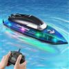 Yaskyly Barca Telecomandata 100 Minuti, 2.4Ghz Motoscafo Telecomandato 15 km/h Antiribaltamento con Luce LED per Lago Piscina Stagno Ricaricabile Barca da Corsa per Bambini