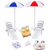 UEAVOID Set Micro Spiaggia 1 Pz. Realistico per Casa Bambole, Giardino Fatato. Oggetti in Miniatura con Sedie, Ombrellone & Tavolo, Accessori Diorama.
