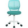 MEUBLE COSY Sedia da Ufficio Ergonomica, Sedia Scrivania Girevole Regolabile in Altezza, Senza Braccioli, con Ruote per Computer, Studio e Cameretta, Turchese