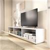 Dmora Mobile Porta TV Calbana 42x220x42h cm Bianco Un Ripiano Un'anta, 2 Vani