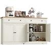 VASAGLE Siren Collezione Credenza Madia, Mobile Soggiorno in Truciolato, Buffet per Cucina e Ingresso, Ripiani Regolabili, 140 x 40 x 80 cm, Bianco Nuvola, LSC541WJ01