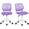 MEUBLE COSY Sedia da Ufficio Set di 2, Sedia Scrivania Girevole Regolabile in Altezza, Senza Braccioli, con Ruote per Computer, Studio e Cameretta, Viola