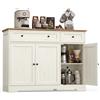 VASAGLE Siren Collezione Credenza Madia, Mobile Soggiorno in Truciolato, Buffet per Cucina e Ingresso, Ripiani Regolabili, 106,8 x 40 x 80 cm, Bianco Nuvola, LSC531WJ01