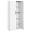 SONGMICS Armadietto Garage a 5 Ripiani con 2 Ante, Armadio Ufficio, 40 x 80 x 180 cm, 1 Serratura, Ripiani Regolabili, Armadio Metallo, Bianco Opaco OMC015W01