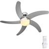 Ventilatore da Soffitto 5 Pale Legno con Lampada e Telecomando Diametro 132 cm