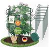 TTL GARDEN Supporti per arbusti, 60 cm x 30 cm, set da 10 pezzi, con e targhette per piante, in acciaio inox rivestito in plastica, supporto per piante, ortensie, peonie, diametro 5 mm, verde