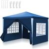 Ansobea Gazebo da giardino, 3 x 3 m, impermeabile, resistente ai raggi UV, 100 g/m², di alta qualità, in PE, con 4 parti laterali, colore: blu