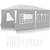 Ansobea - Gazebo da 3 x 6 m, tenda per feste impermeabile, tenda da giardino, 100 g/m², birreria, alta qualità, in PE, resistente ai raggi UV, con 6 pannelli laterali, bianco