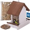 KOTARBAU® Mangiatoia per Uccellini da Esterno - 11x16,2x20,5 cm - Marrone - Mangiatoia Uccellini Da Esterno - con 0,5 kg Cibo Uccelli Selvatici - Casetta per Uccelli Da Appendere