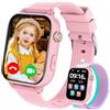 PTHTECHUS 4G Smartwatch Bambini GPS, Orologio Smartwatch per Bambino Bambina con Telefono, Videochiamata Chat Vocale Contapassi Camera Modalità Classe, Smart Watch Ragazza e Ragazzo 4-12 Anni (Rosa-S2)