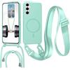 GoodcAcy Cover per Samsung Galaxy S25/S24 Plus con Cordino,Custodia con Regolabile Laccio Collana Tracolla,Ultra Sottile Silicone Antiurto AntiGraffio Protettiva Case per Samsung S24/S25 Plus,Verde chiaro
