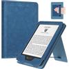 MoKo Custodia Compatibile con 6 Kindle 11a Generazione 2024/2022/10th Gen 2019/8th Gen 2016, Magnete Riattivazione e Standby, con Supporto Verticale e Cinturino per Presa a Mano, Twill Vintage Blu