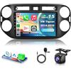 VECHTEL 2G&64G 9 Autoradio per VW Tiguan 2010-2016 con Carplay Android Auto Wireless Android 15,Touchscreen Bluetooth RDS/FM Radio,Mirror link,Wi-Fi GPS Navi,Telecamera posteriore AHD