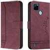 Lihondar Cover per Oppo Realme C21Y/C25Y, Custodia Oppo Realme C21Y/C25Y Portafoglio, Flip Libro Wallet Case Antiurto Custodia in Pelle PU Premium, Slot per Schede, con Magnetica a Scatto (Rosso)