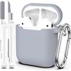 MHYALUDO Custodia per Airpods 1a/2a generazione (2016/2019),Custodia protettiva in morbido silicone per Airpods 1a/2a con LED visibile sulla parte anteriore,con kit di pulizia,Grigio